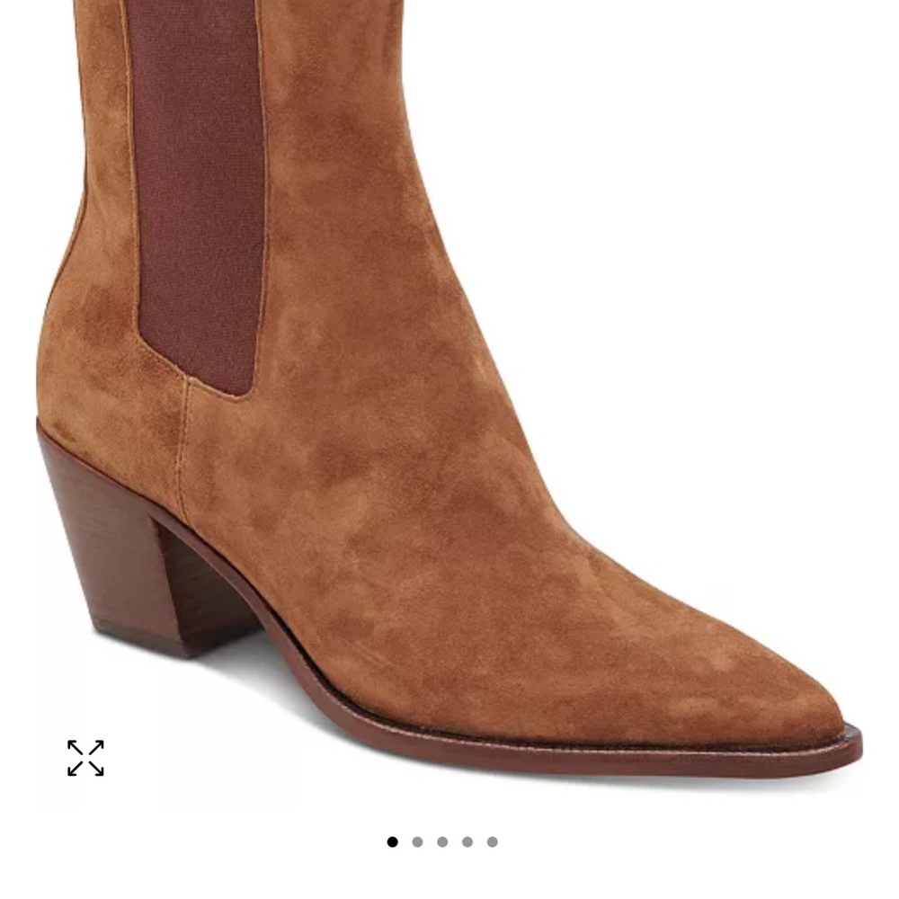 Dolce Vita Brown Heeled Boots with Western Design and Stacked Heel